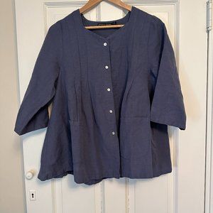 Linen/cotton Blue Swing Blouse